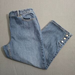 Talbots Women 8 Stretch Mid Rise Straight Leg Cropped Jeans Button Ankle